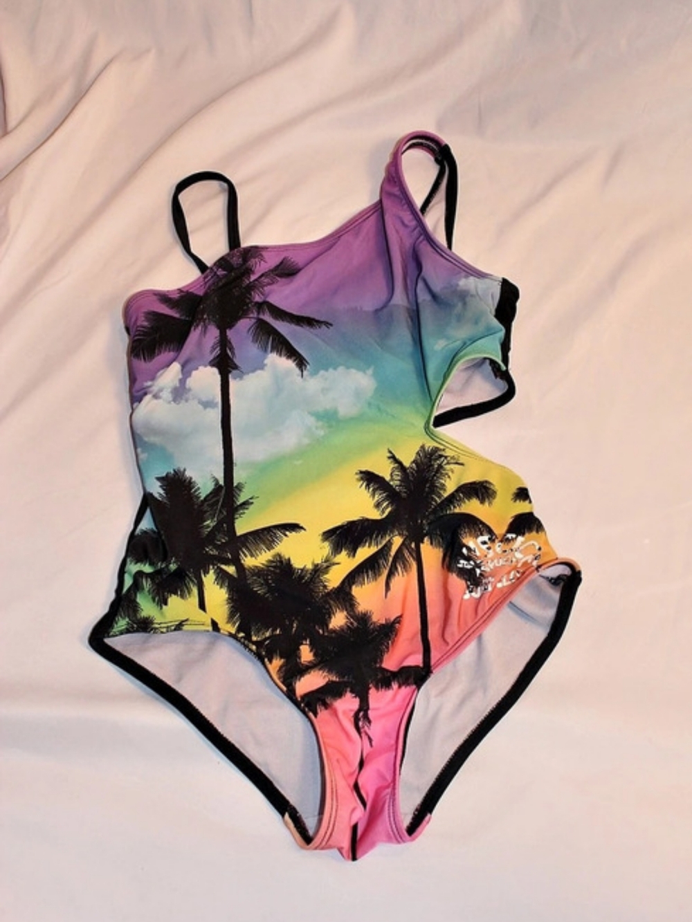 Girls Justice Tropical Print One Piece Size Large